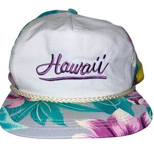 Vintage 1990s Floral Brim Sportcap Embroidered Hawaii Rope Snapback Hat